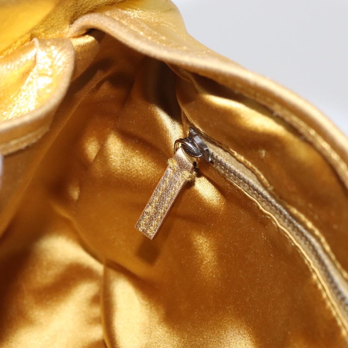 PRADA Shoulder Bag Leather Gold Auth 171507V