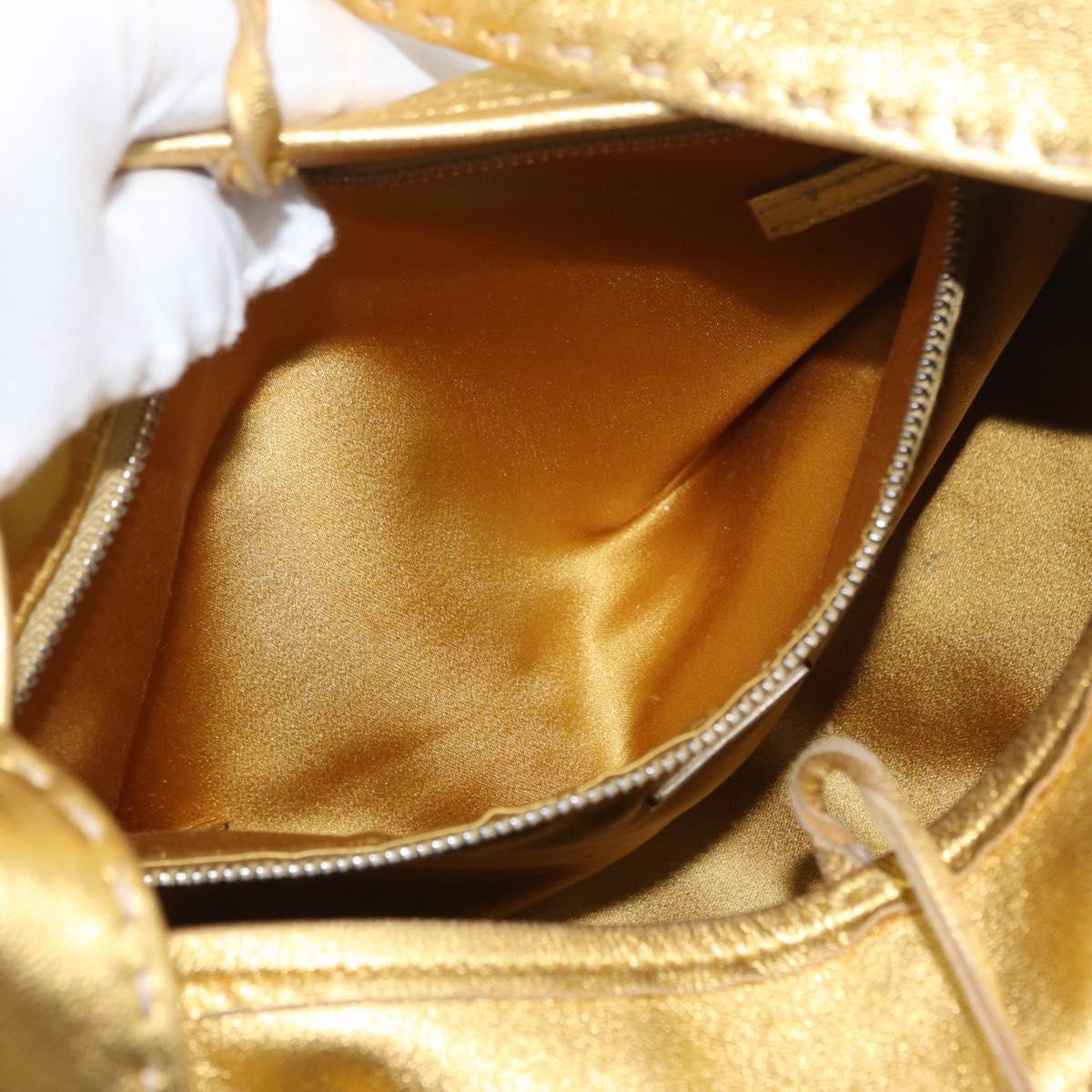 PRADA Shoulder Bag Leather Gold Auth 171507V