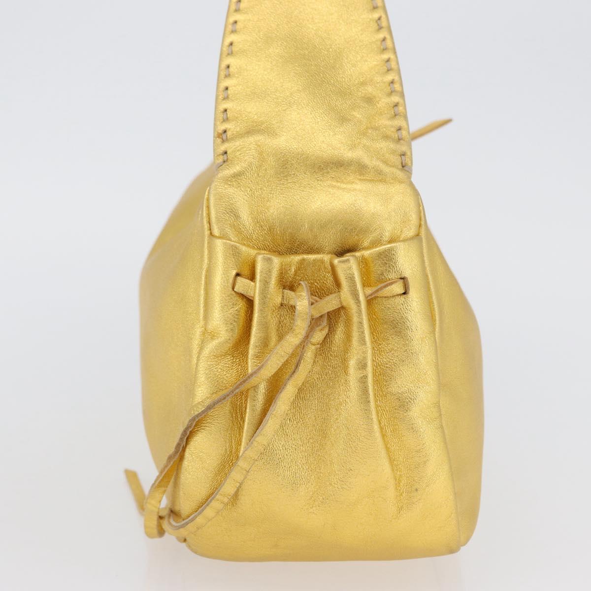 PRADA Shoulder Bag Leather Gold Auth 171507V
