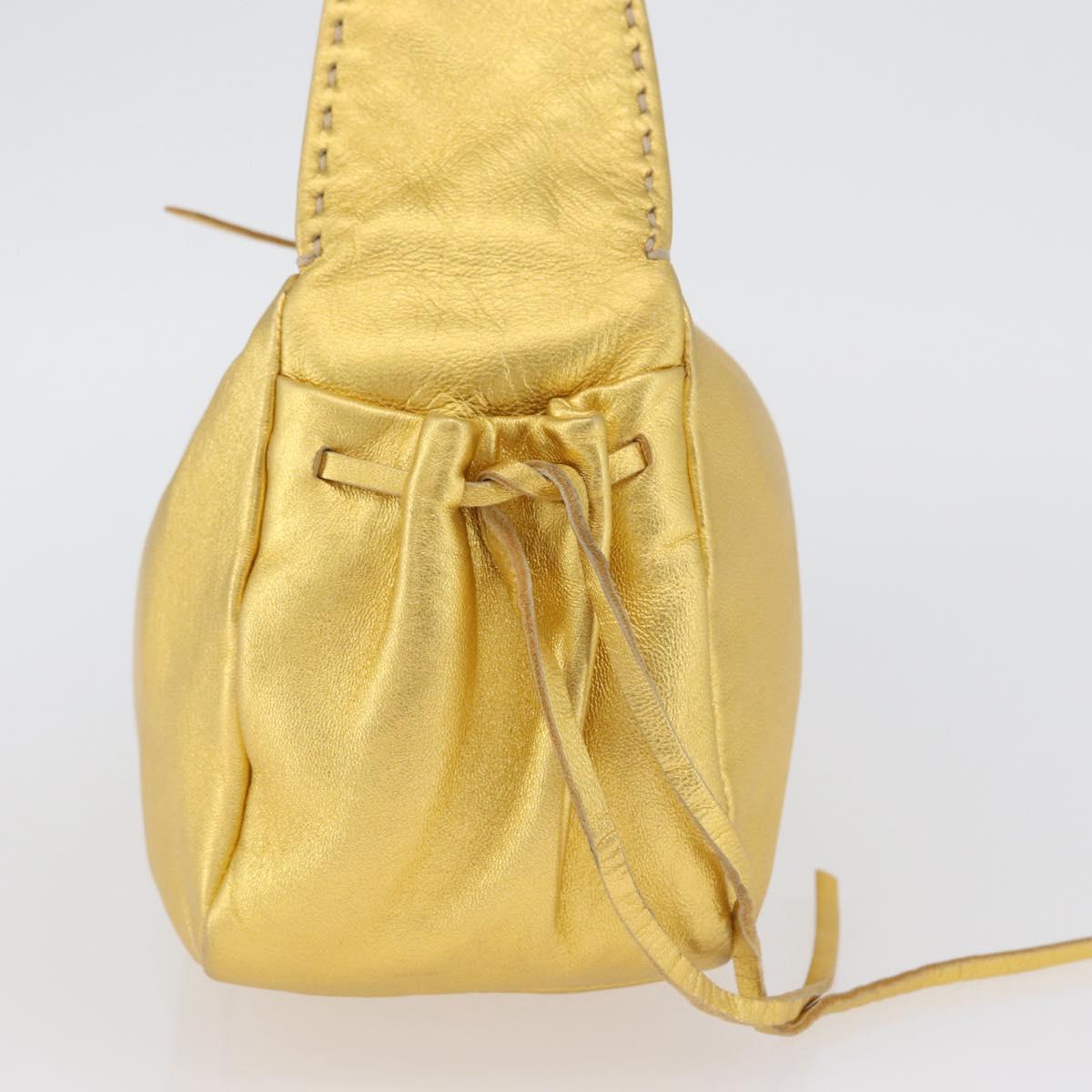 PRADA Shoulder Bag Leather Gold Auth 171507V