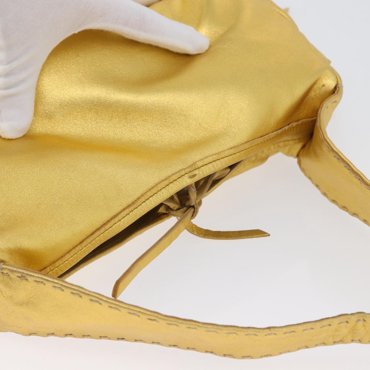 PRADA Shoulder Bag Leather Gold Auth 171507V