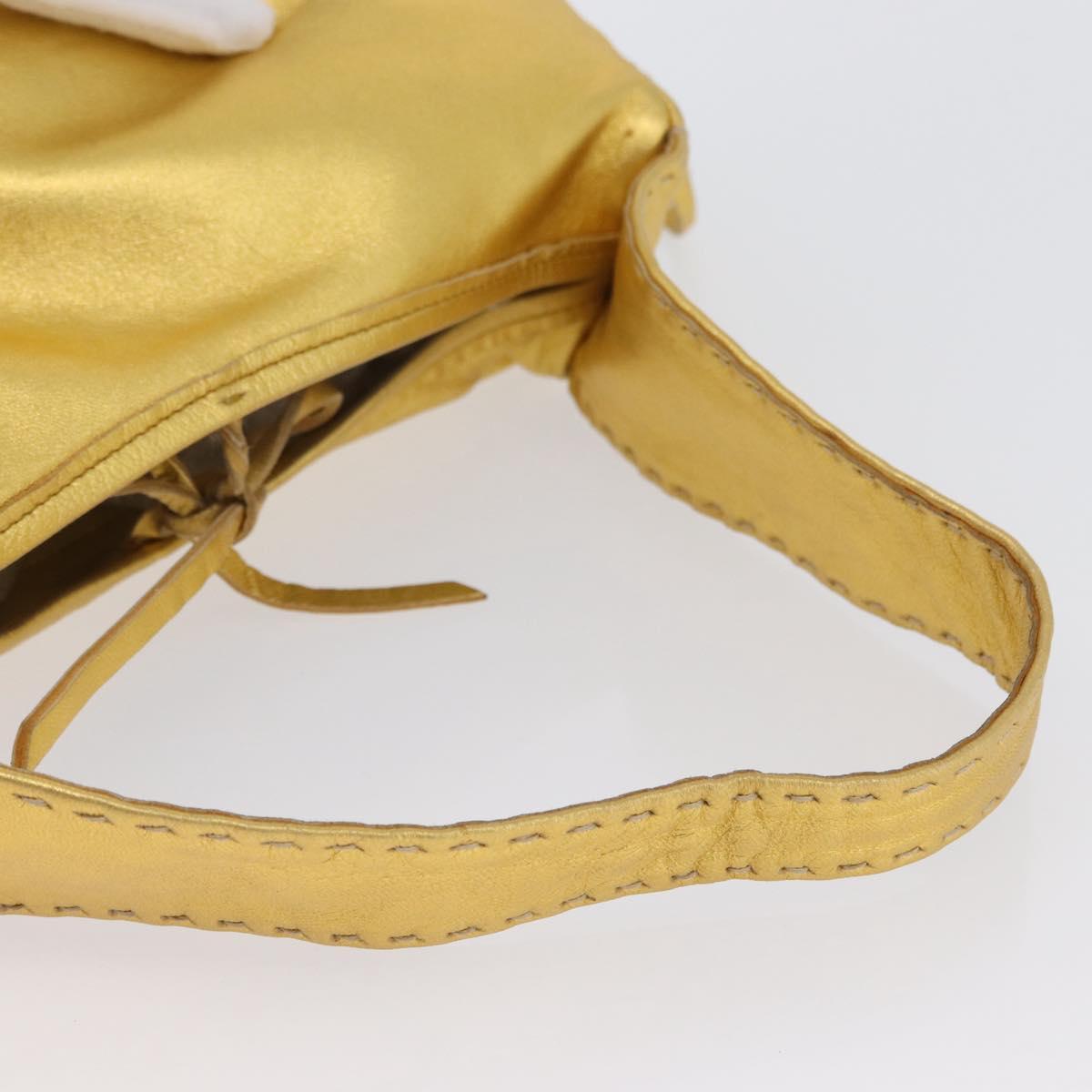 PRADA Shoulder Bag Leather Gold Auth 171507V