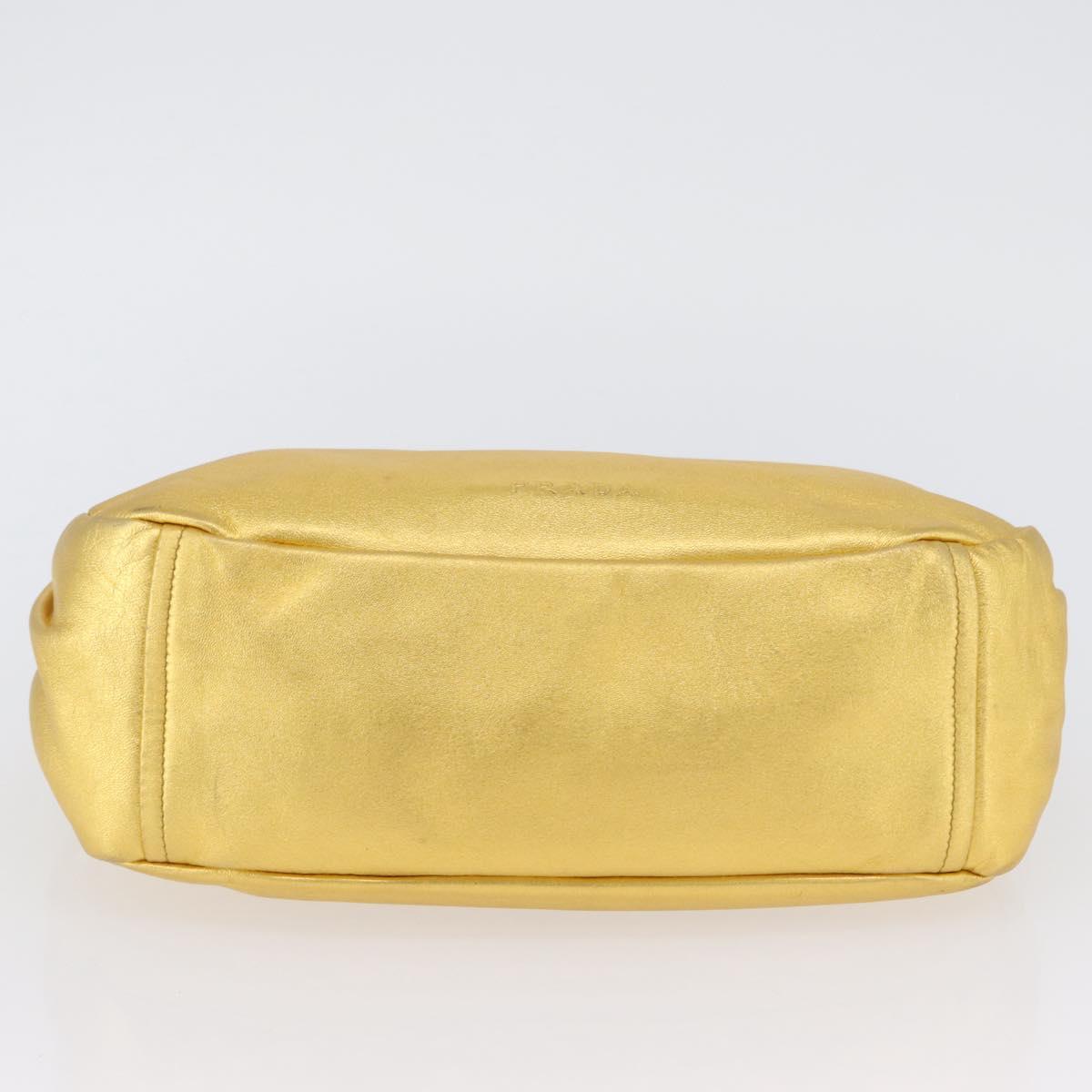 PRADA Shoulder Bag Leather Gold Auth 171507V