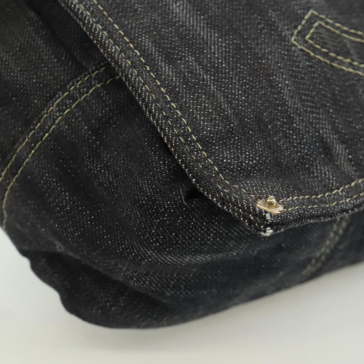 CHANEL COCO Mark Shoulder Bag Denim Navy Gold CC Auth 171512SAM