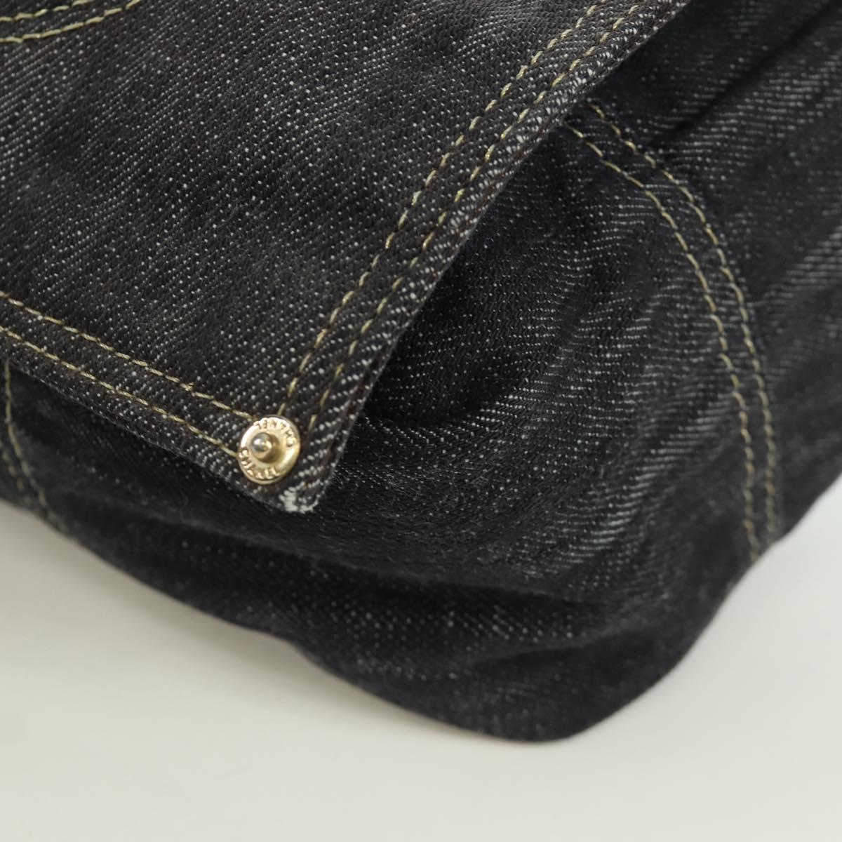 CHANEL COCO Mark Shoulder Bag Denim Navy Gold CC Auth 171512SAM