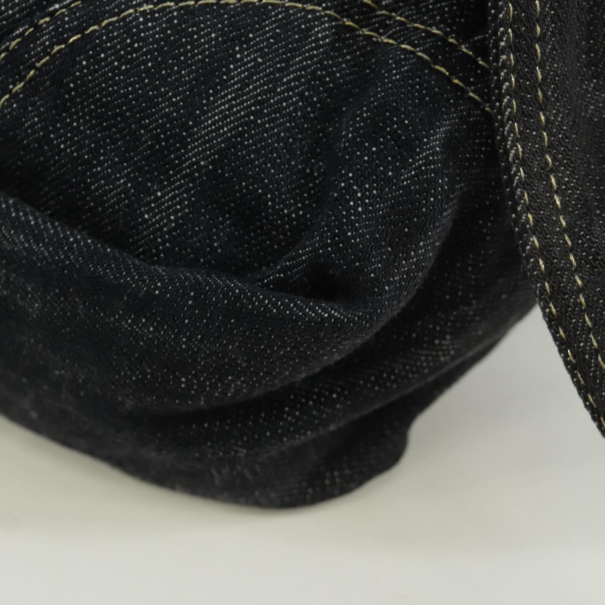 CHANEL COCO Mark Shoulder Bag Denim Navy Gold CC Auth 171512SAM