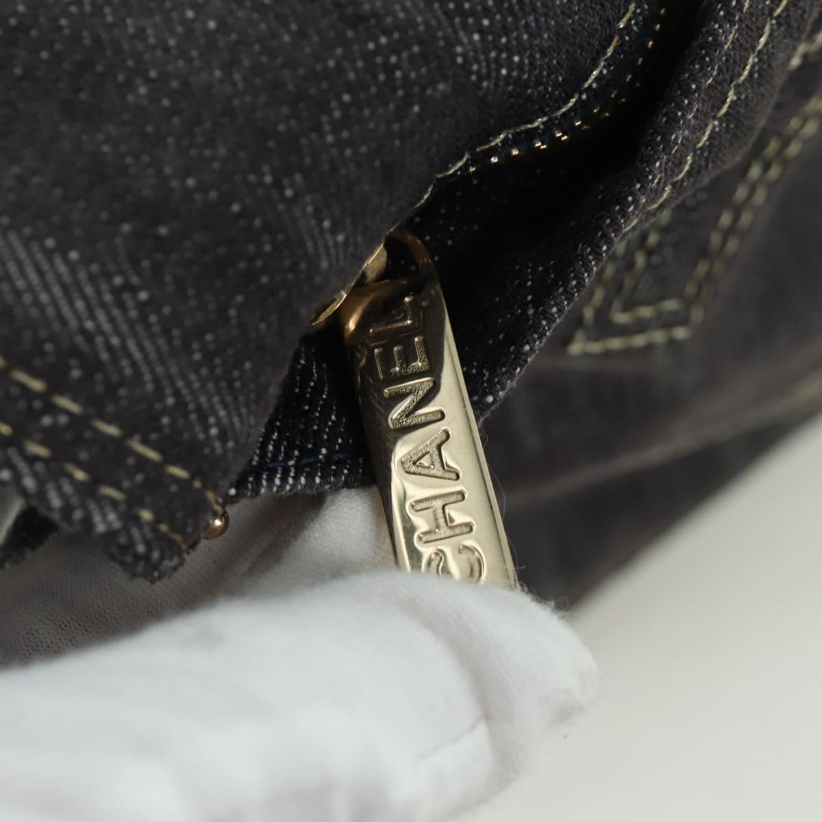 CHANEL COCO Mark Shoulder Bag Denim Navy Gold CC Auth 171512SAM