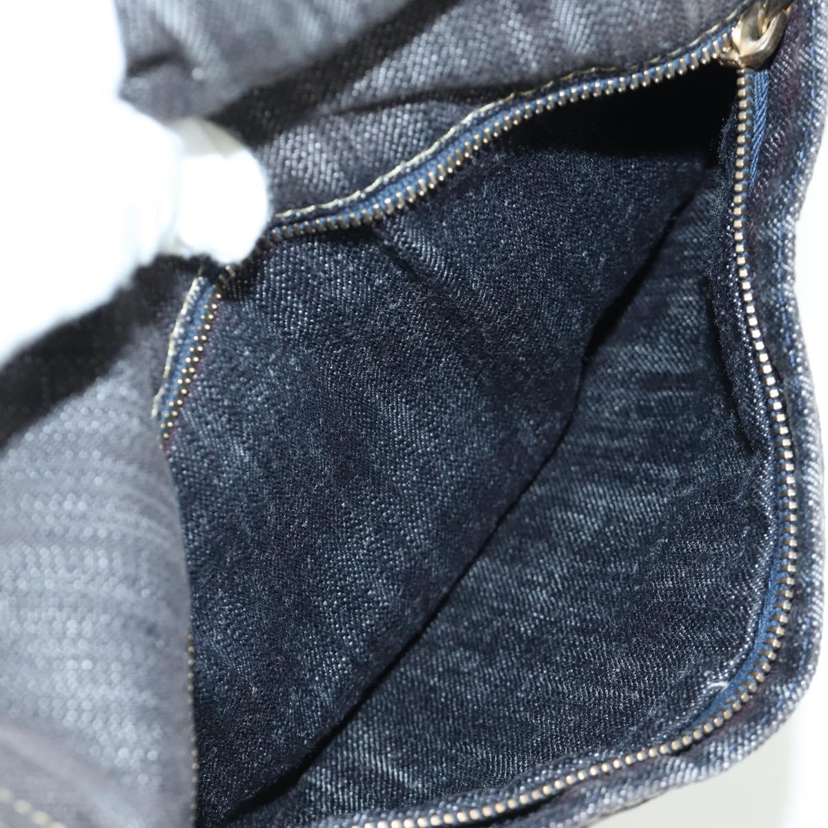 CHANEL COCO Mark Shoulder Bag Denim Navy Gold CC Auth 171512SAM