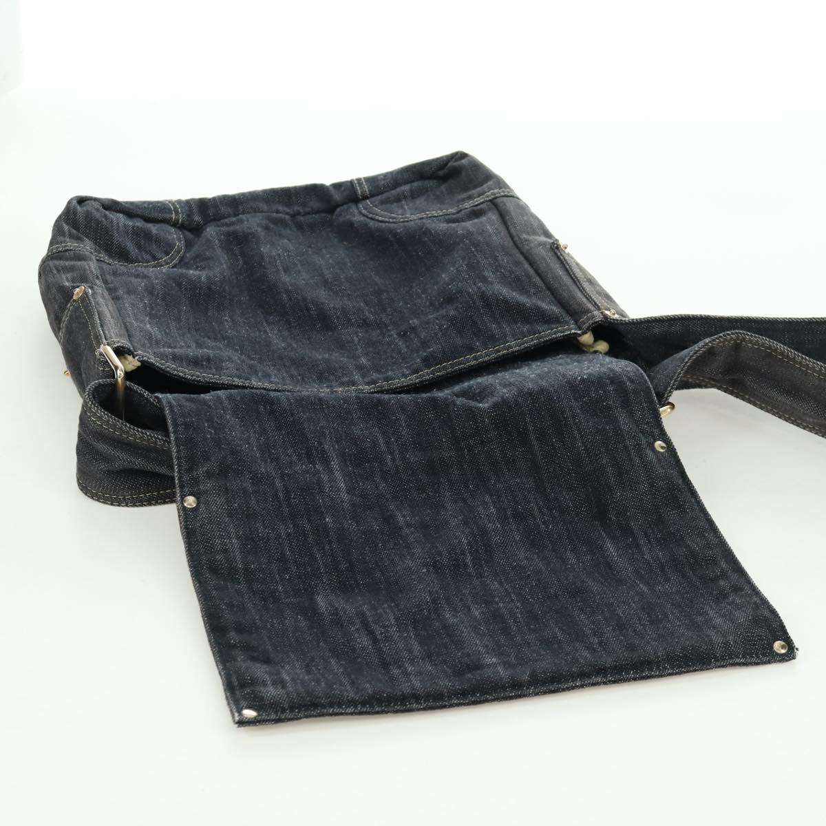 CHANEL COCO Mark Shoulder Bag Denim Navy Gold CC Auth 171512SAM