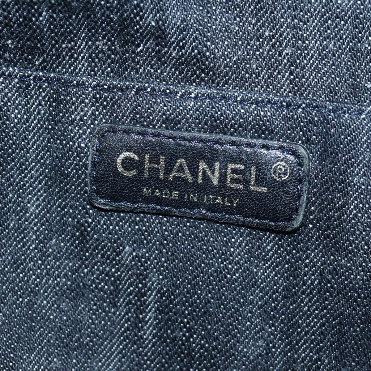 CHANEL COCO Mark Shoulder Bag Denim Navy Gold CC Auth 171512SAM