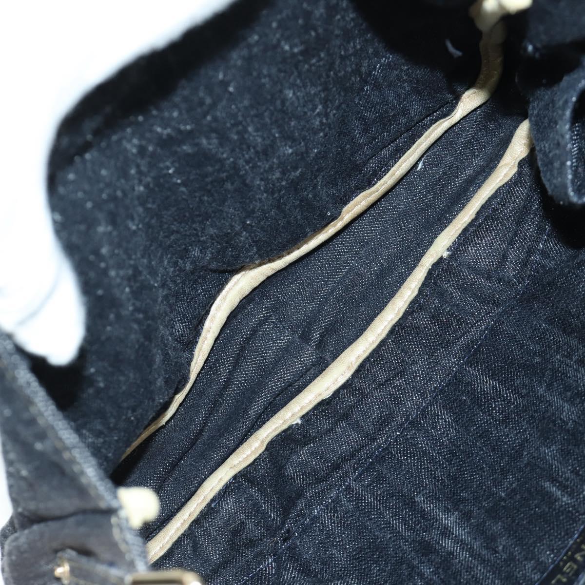 CHANEL COCO Mark Shoulder Bag Denim Navy Gold CC Auth 171512SAM