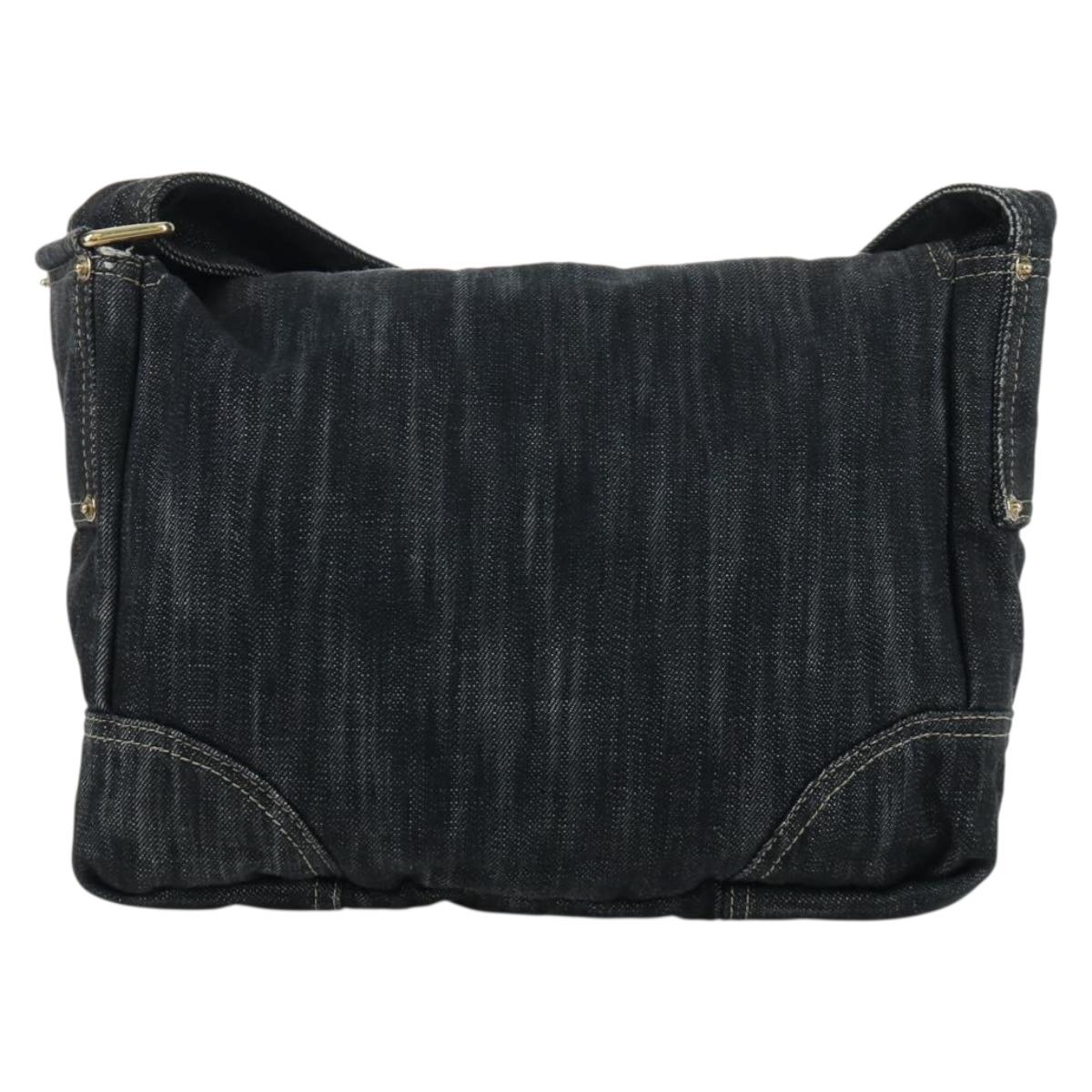 CHANEL COCO Mark Shoulder Bag Denim Navy Gold CC Auth 171512SAM