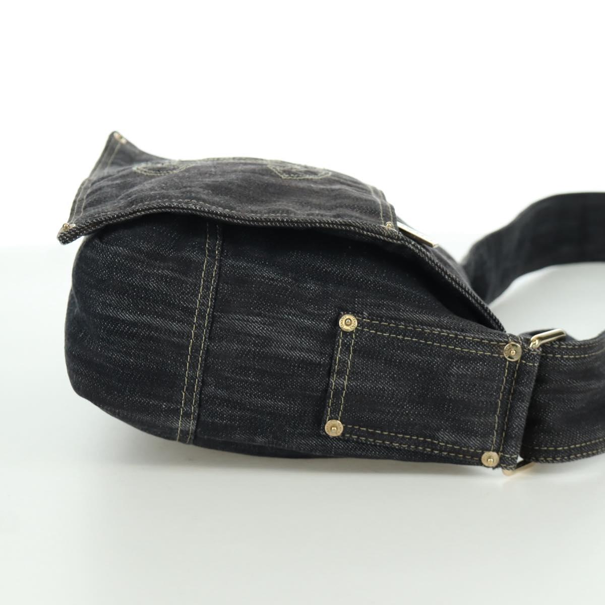 CHANEL COCO Mark Shoulder Bag Denim Navy Gold CC Auth 171512SAM