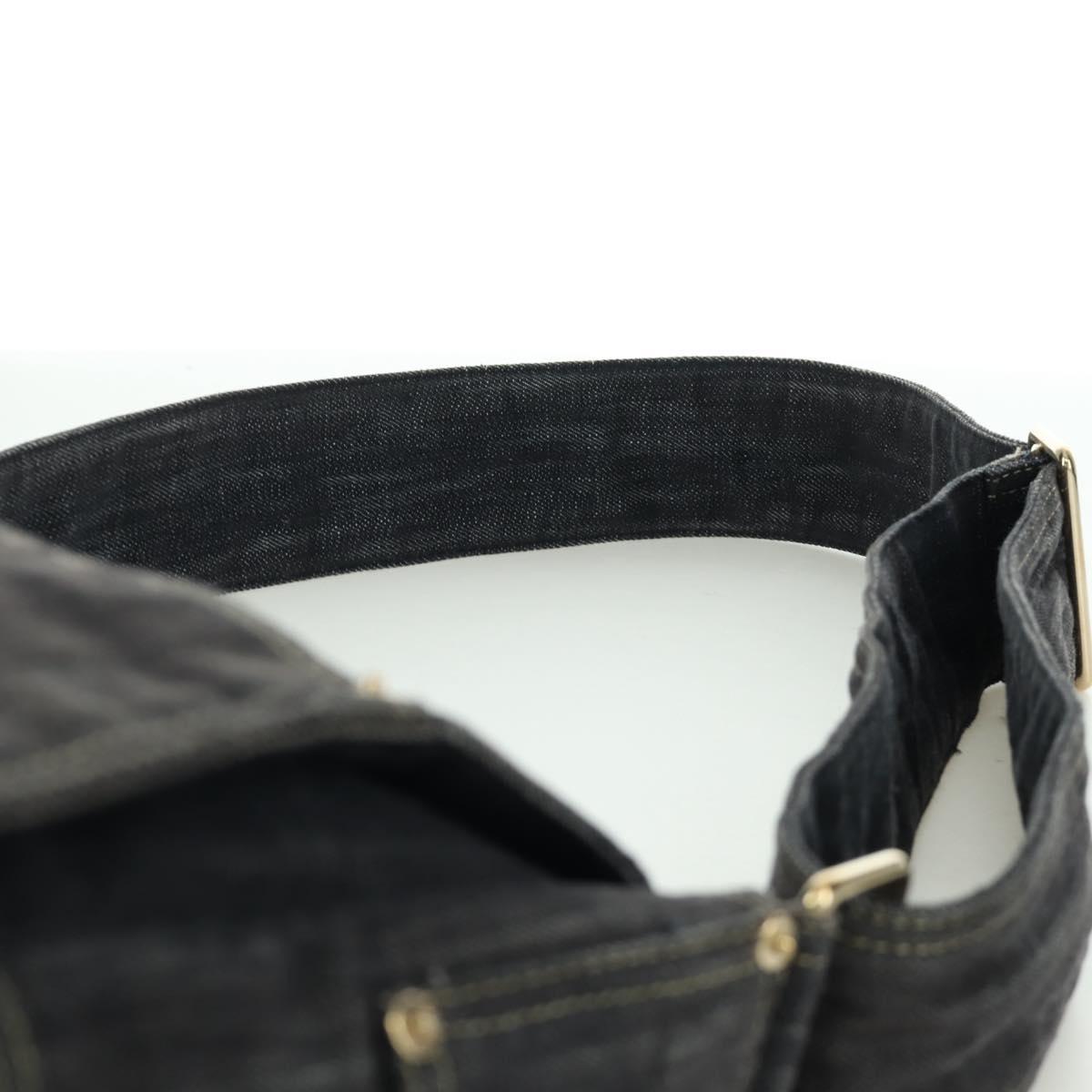 CHANEL COCO Mark Shoulder Bag Denim Navy Gold CC Auth 171512SAM