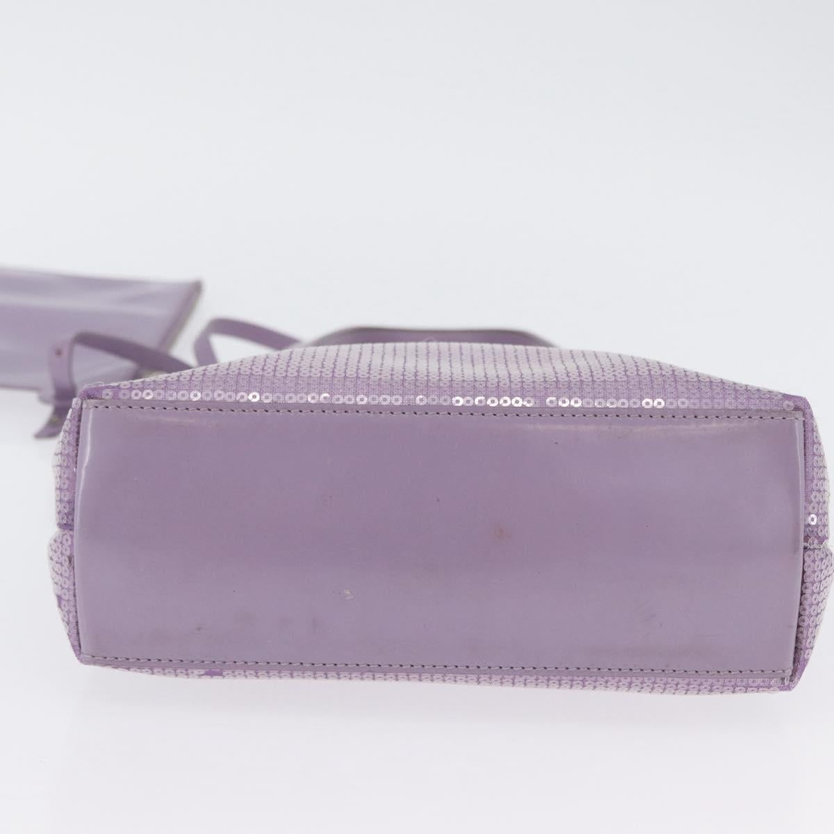 PRADA Sequin Hand Bag Leather Purple Auth 171514A