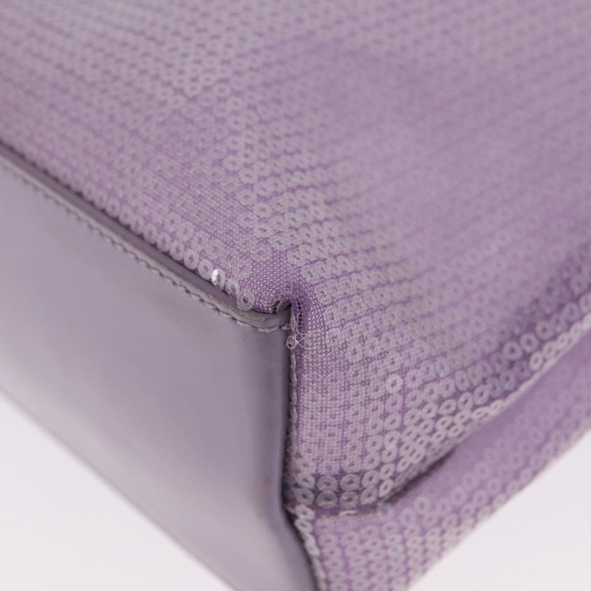 PRADA Sequin Hand Bag Leather Purple Auth 171514A