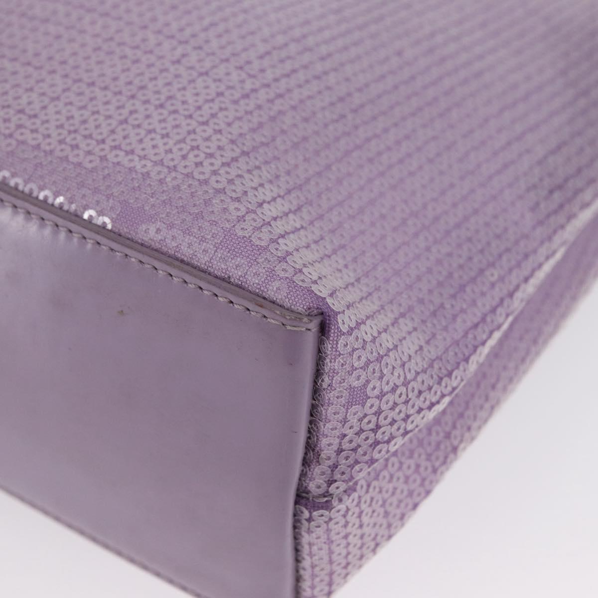 PRADA Sequin Hand Bag Leather Purple Auth 171514A