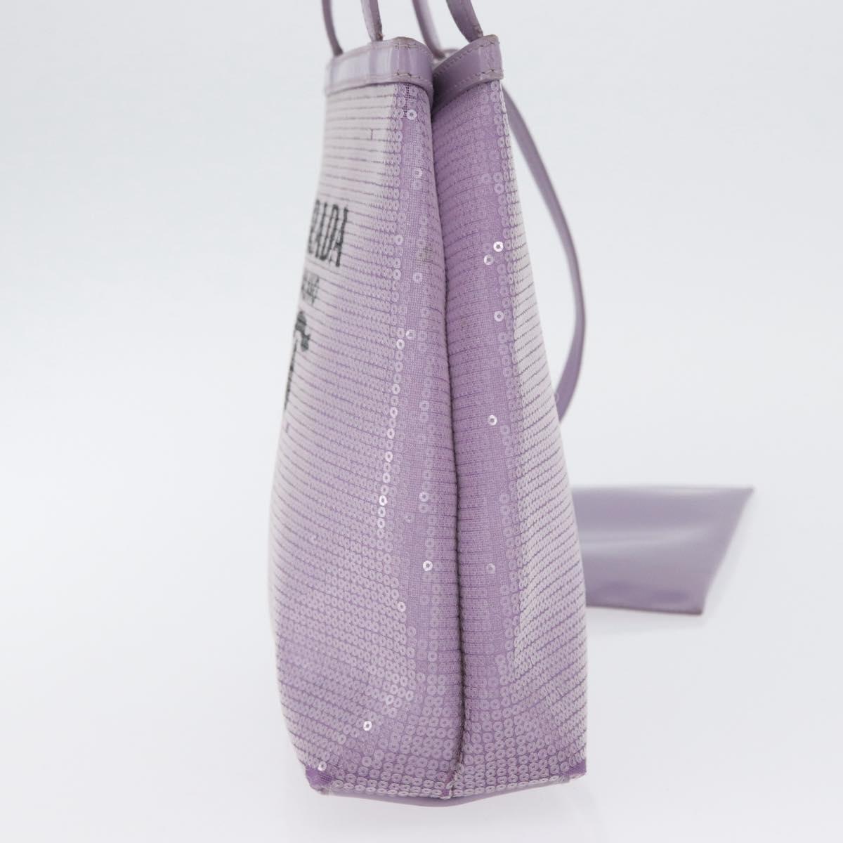 PRADA Sequin Hand Bag Leather Purple Auth 171514A