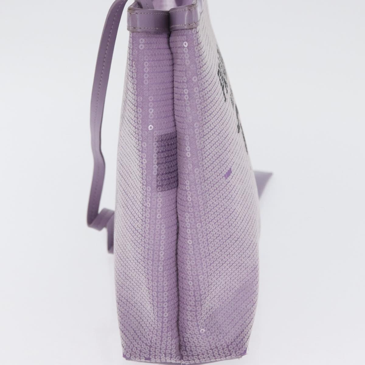 PRADA Sequin Hand Bag Leather Purple Auth 171514A