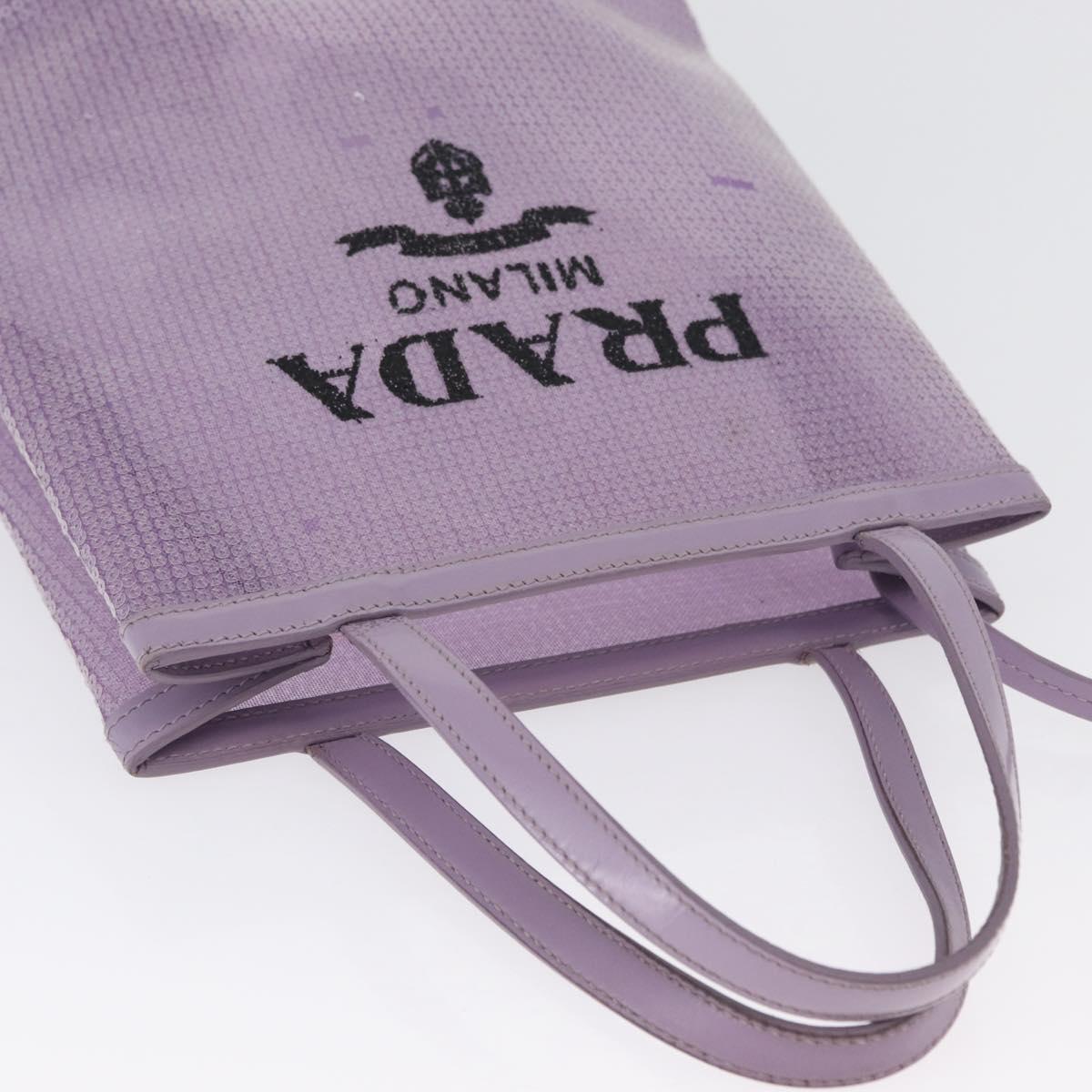 PRADA Sequin Hand Bag Leather Purple Auth 171514A