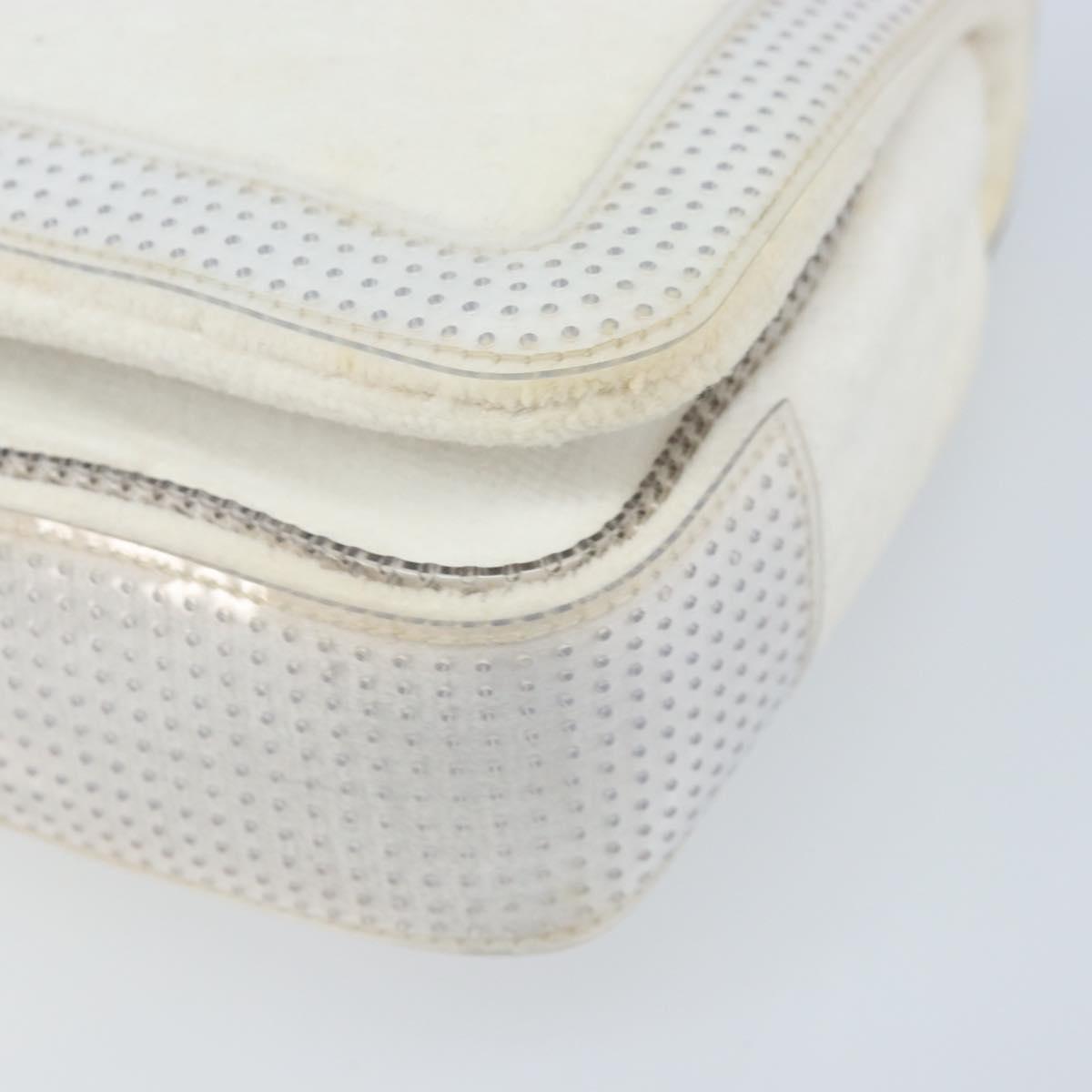 CHANEL Chain Shoulder Bag Pile White Silver CC Auth 171518A