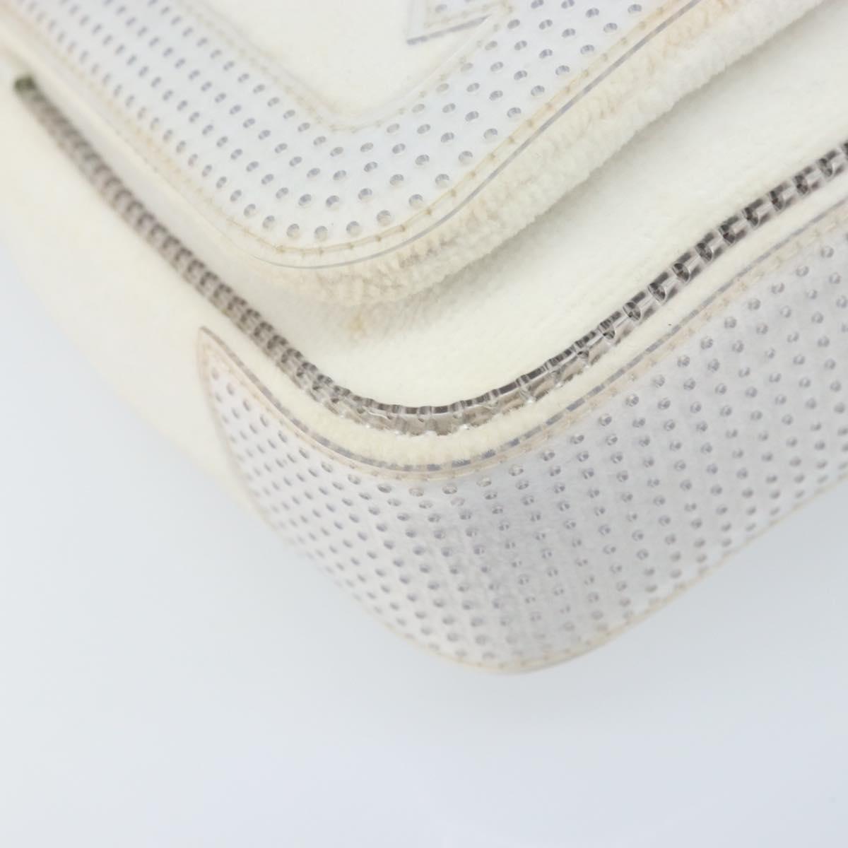 CHANEL Chain Shoulder Bag Pile White Silver CC Auth 171518A