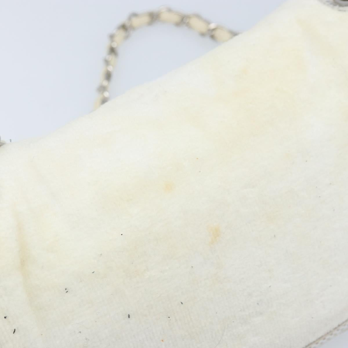 CHANEL Chain Shoulder Bag Pile White Silver CC Auth 171518A