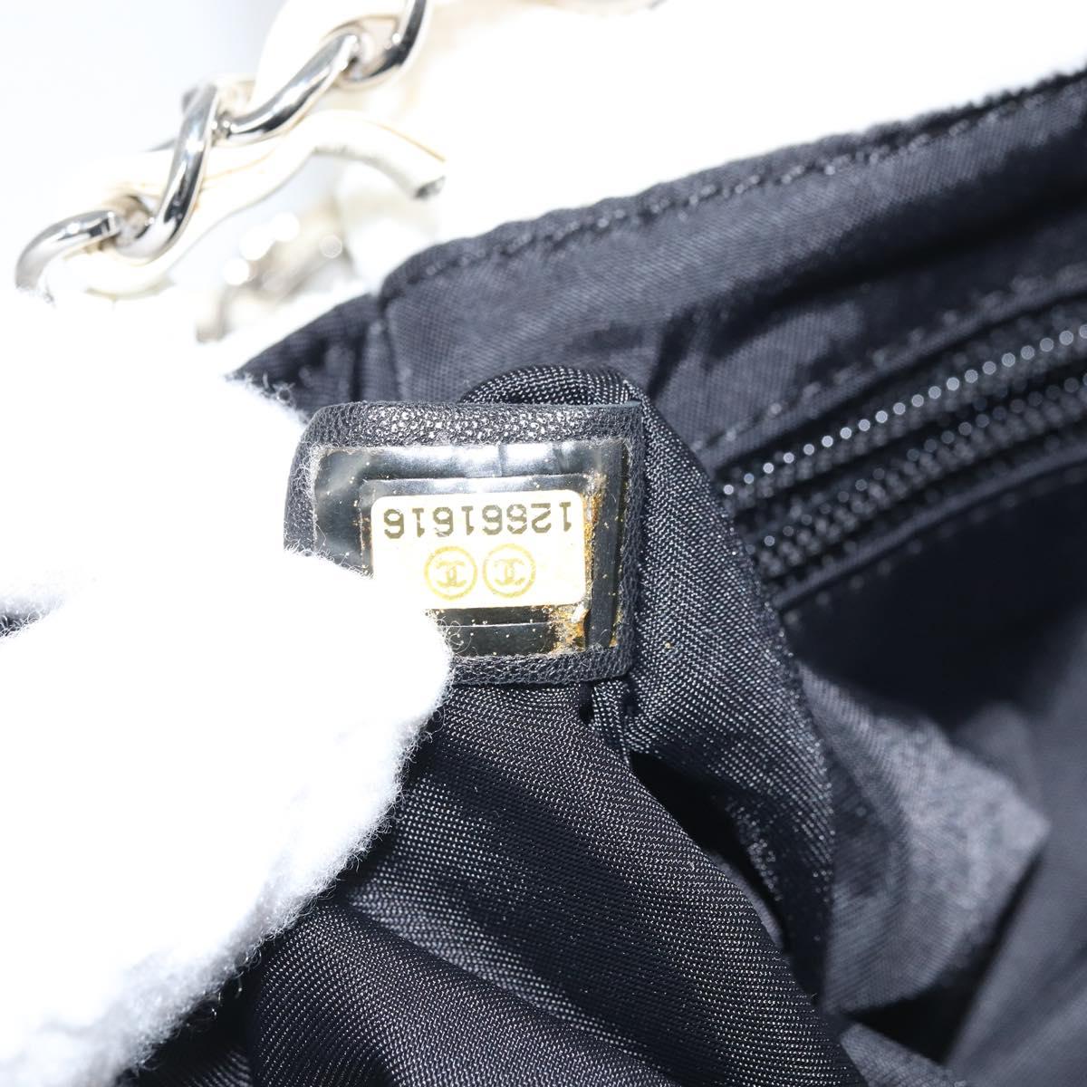 CHANEL Chain Shoulder Bag Pile White Silver CC Auth 171518A