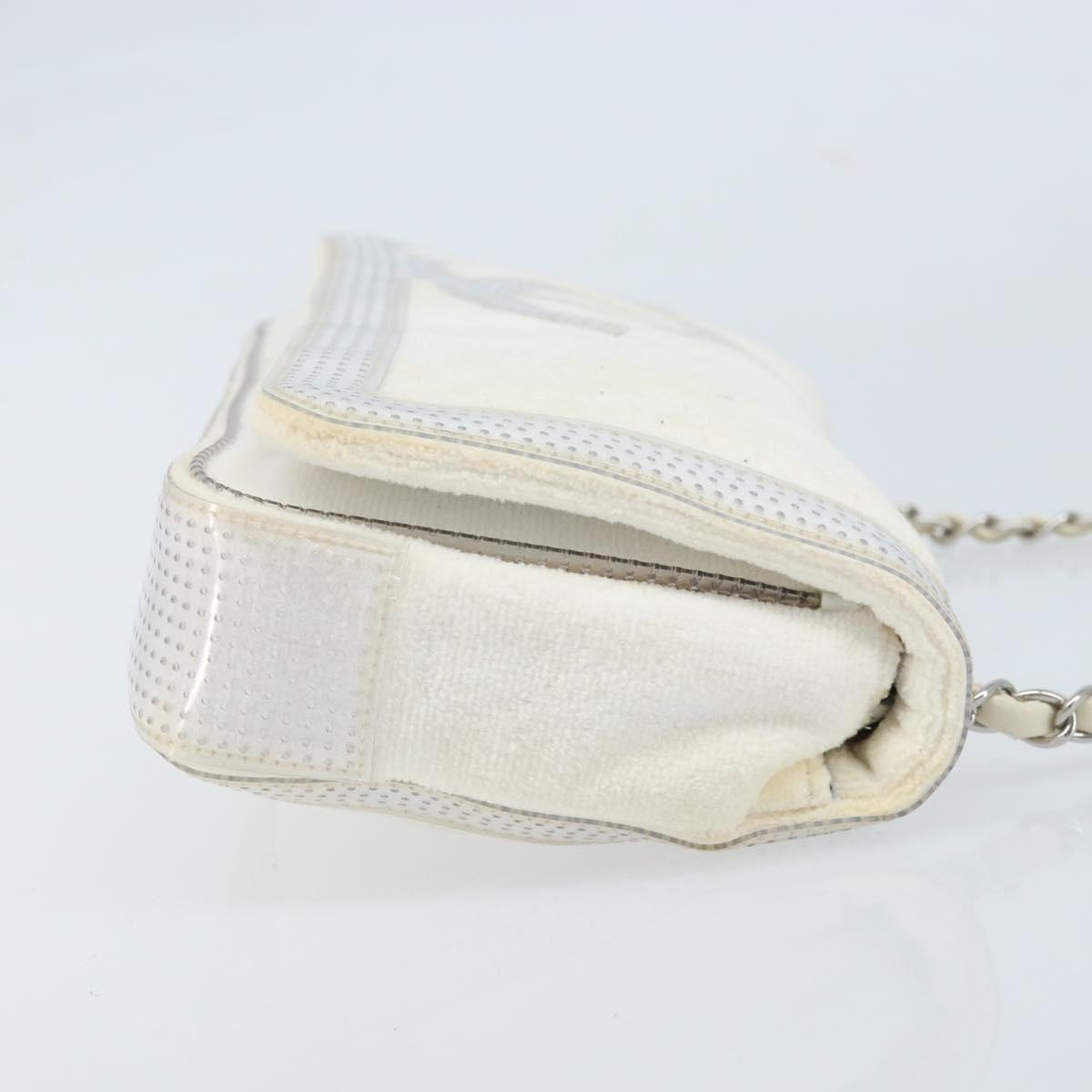 CHANEL Chain Shoulder Bag Pile White Silver CC Auth 171518A