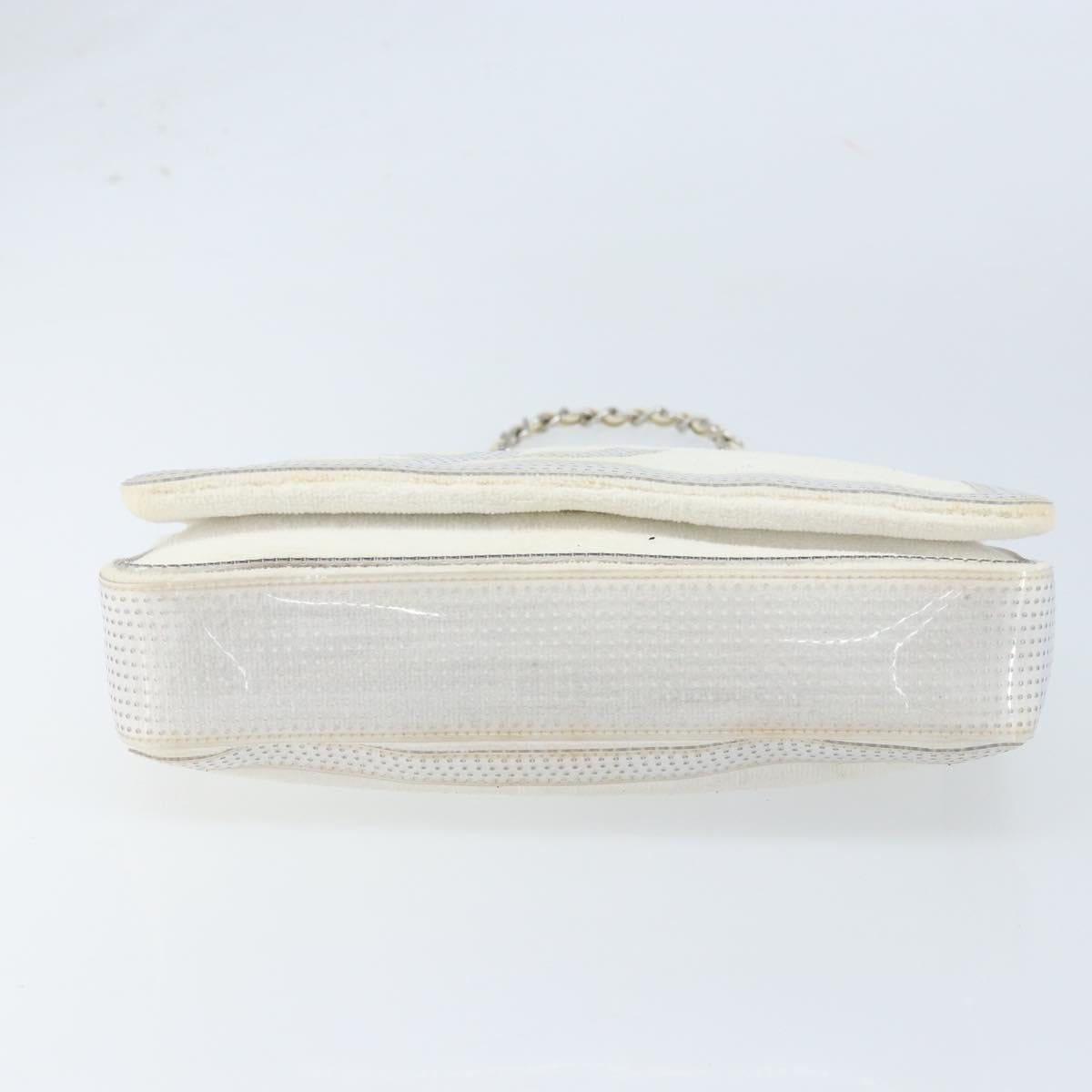 CHANEL Chain Shoulder Bag Pile White Silver CC Auth 171518A