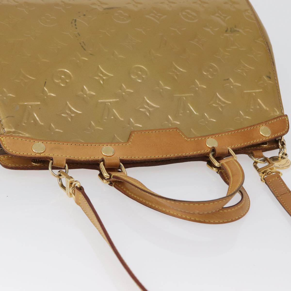 LOUIS VUITTON Vernis Blair MM Hand Bag 2way Beige Poodle M91755 LV Auth 171519