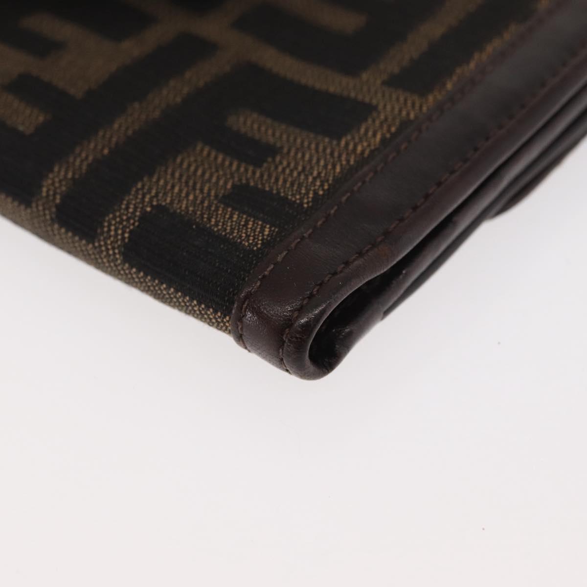 FENDI Zucca Canvas Bifold Wallet Black Brown Auth 171523