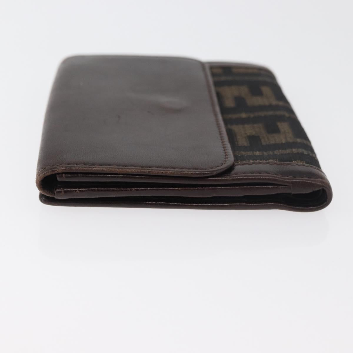 FENDI Zucca Canvas Bifold Wallet Black Brown Auth 171523