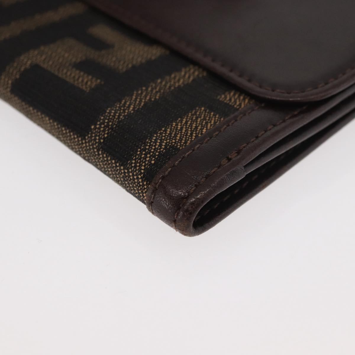 FENDI Zucca Canvas Bifold Wallet Black Brown Auth 171523