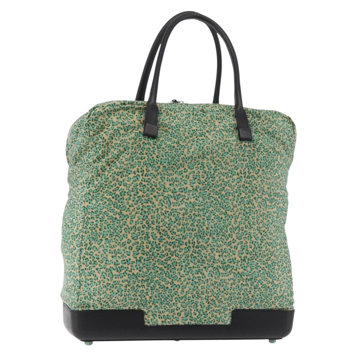 BOTTEGA VENETA Hand Bag Nylon Leather Green Auth 171524