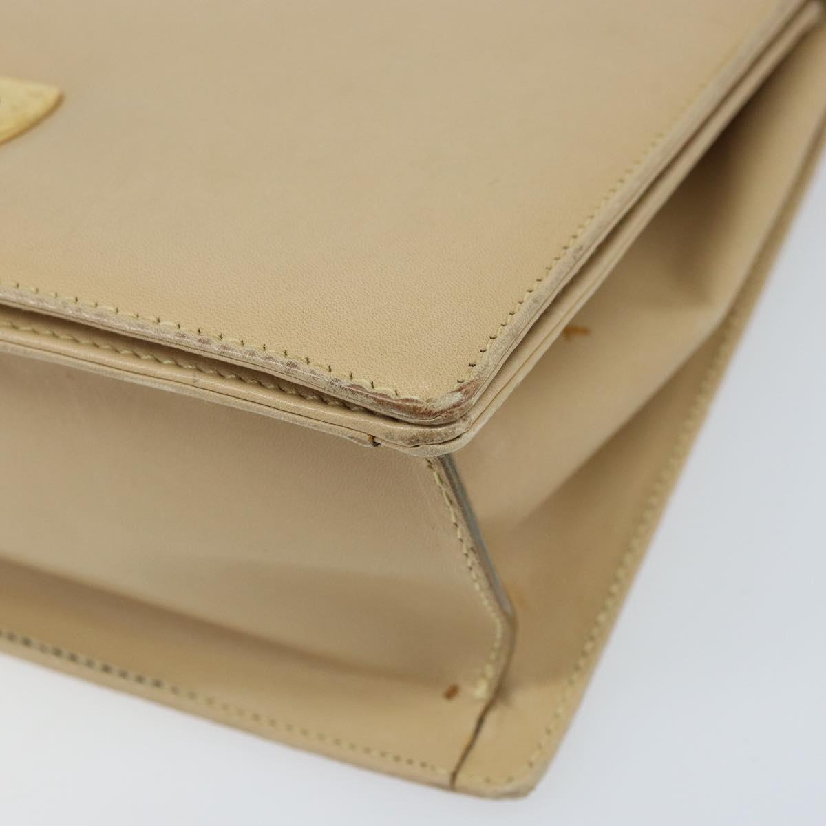 Salvatore Ferragamo Gancini Shoulder Bag Leather Beige Gold Auth 171532