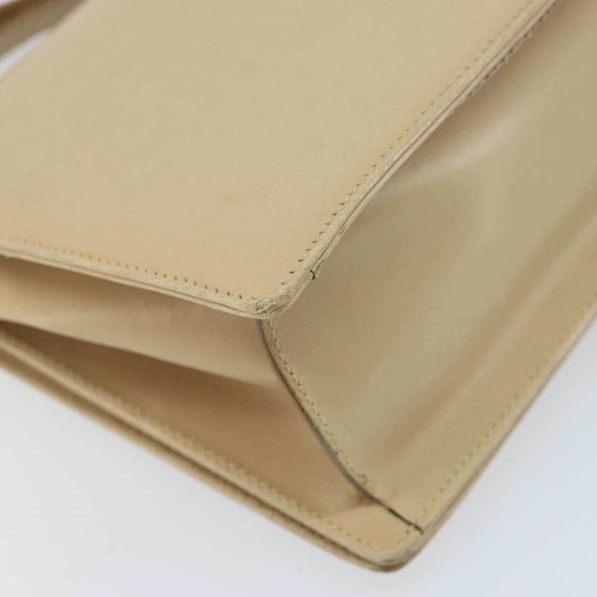 Salvatore Ferragamo Gancini Shoulder Bag Leather Beige Gold Auth 171532