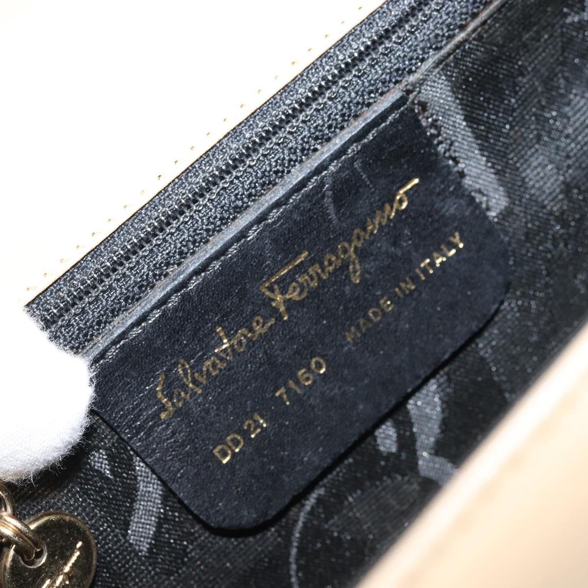 Salvatore Ferragamo Gancini Shoulder Bag Leather Beige Gold Auth 171532
