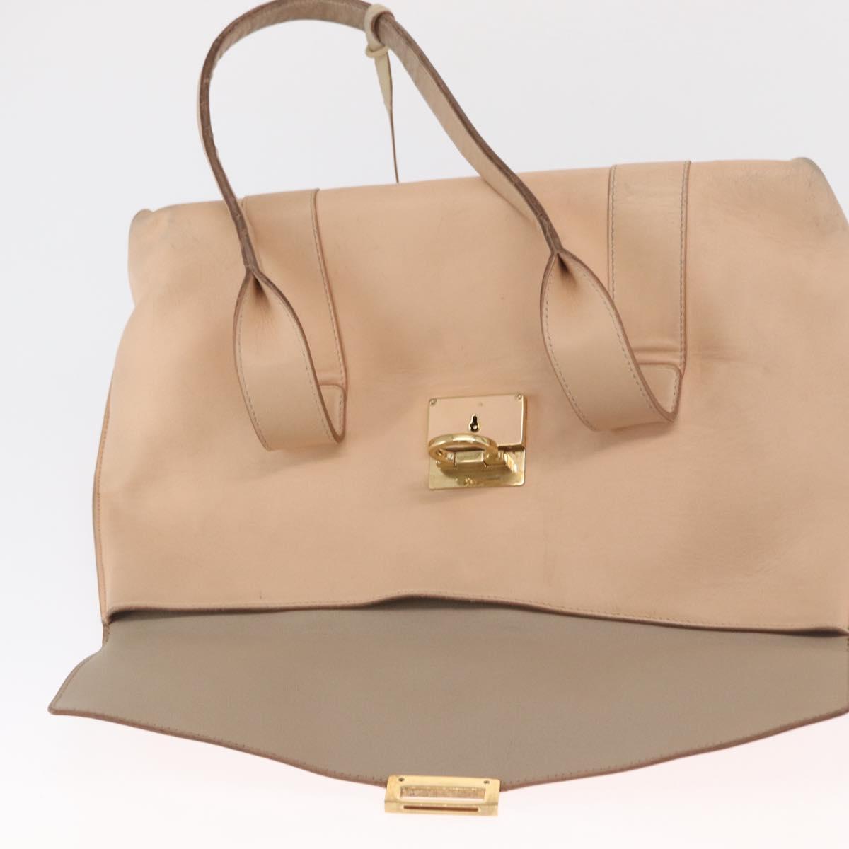 Salvatore Ferragamo Gancini Shoulder Bag Leather Pink Gold Auth 171552