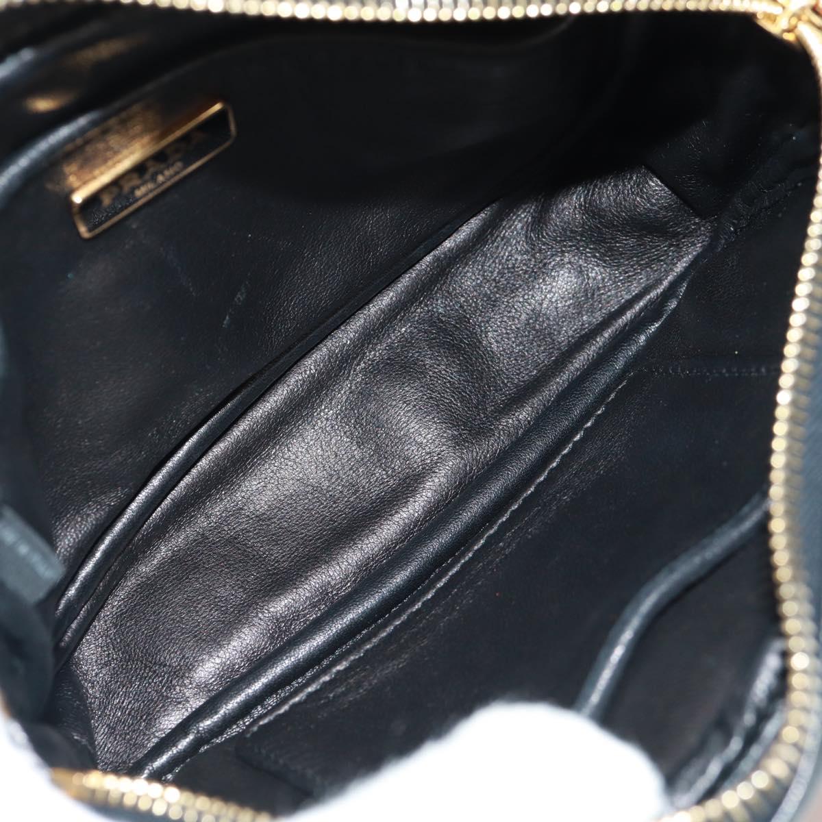 PRADA ribbon Shoulder Bag Leather Black Red gold Auth 171555V