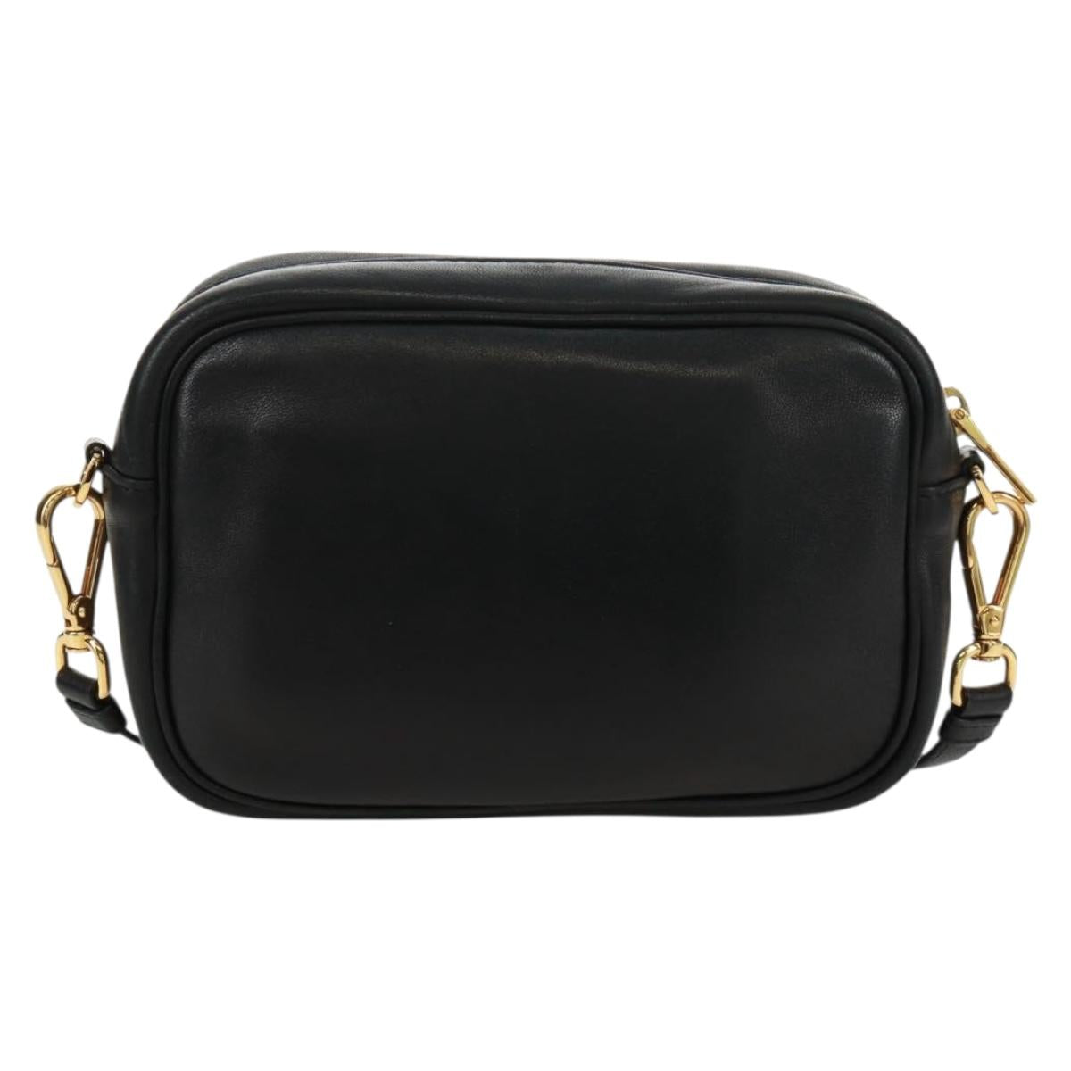 PRADA ribbon Shoulder Bag Leather Black Red gold Auth 171555V
