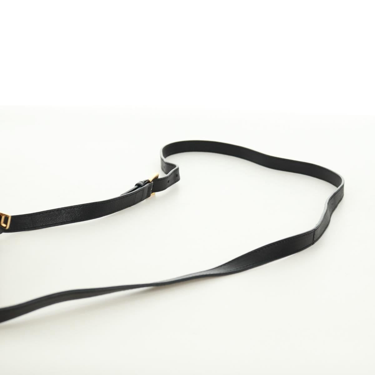 PRADA ribbon Shoulder Bag Leather Black Red gold Auth 171555V