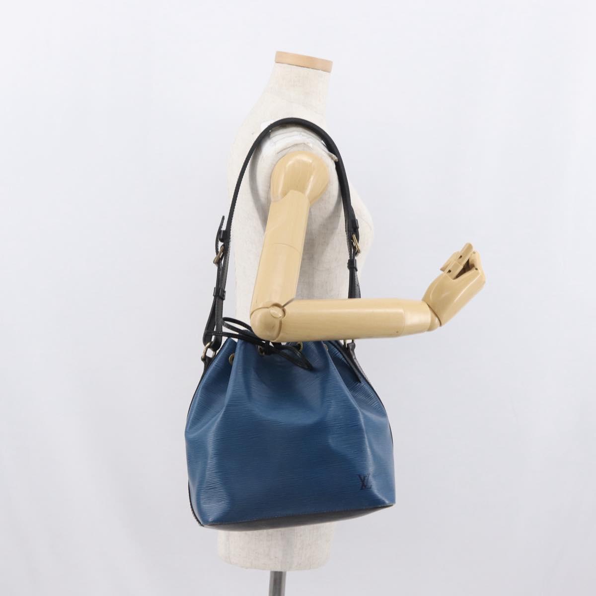LOUIS VUITTON Epi Petit Noe Shoulder Bag Bicolor Black Blue M44152 Auth 171558