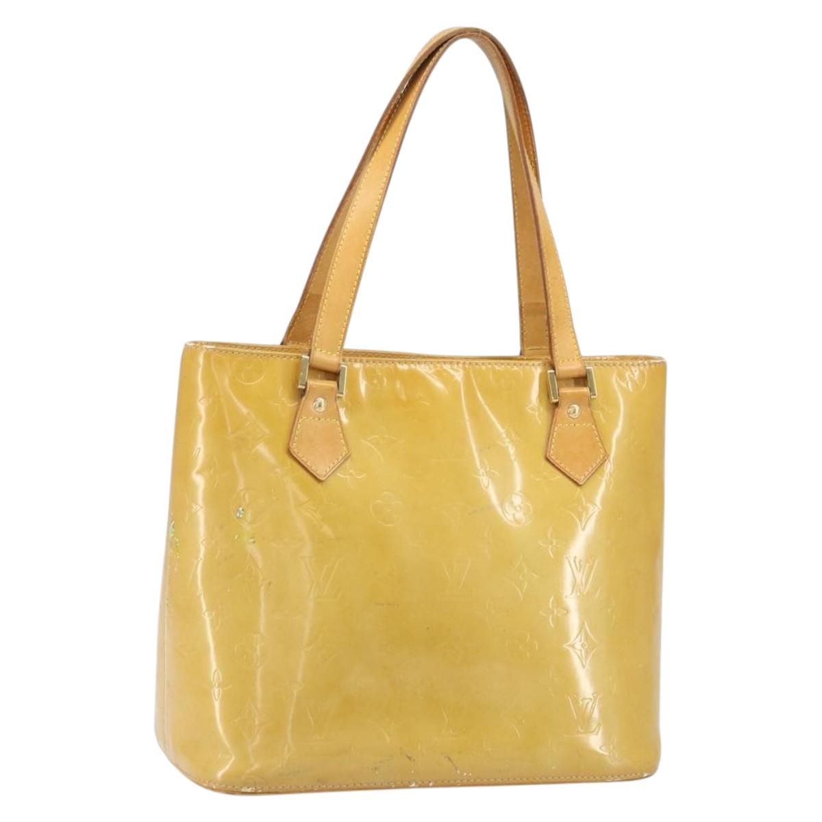 LOUIS VUITTON Monogram Vernis Houston Hand Bag Beige M91004 LV Auth 171560