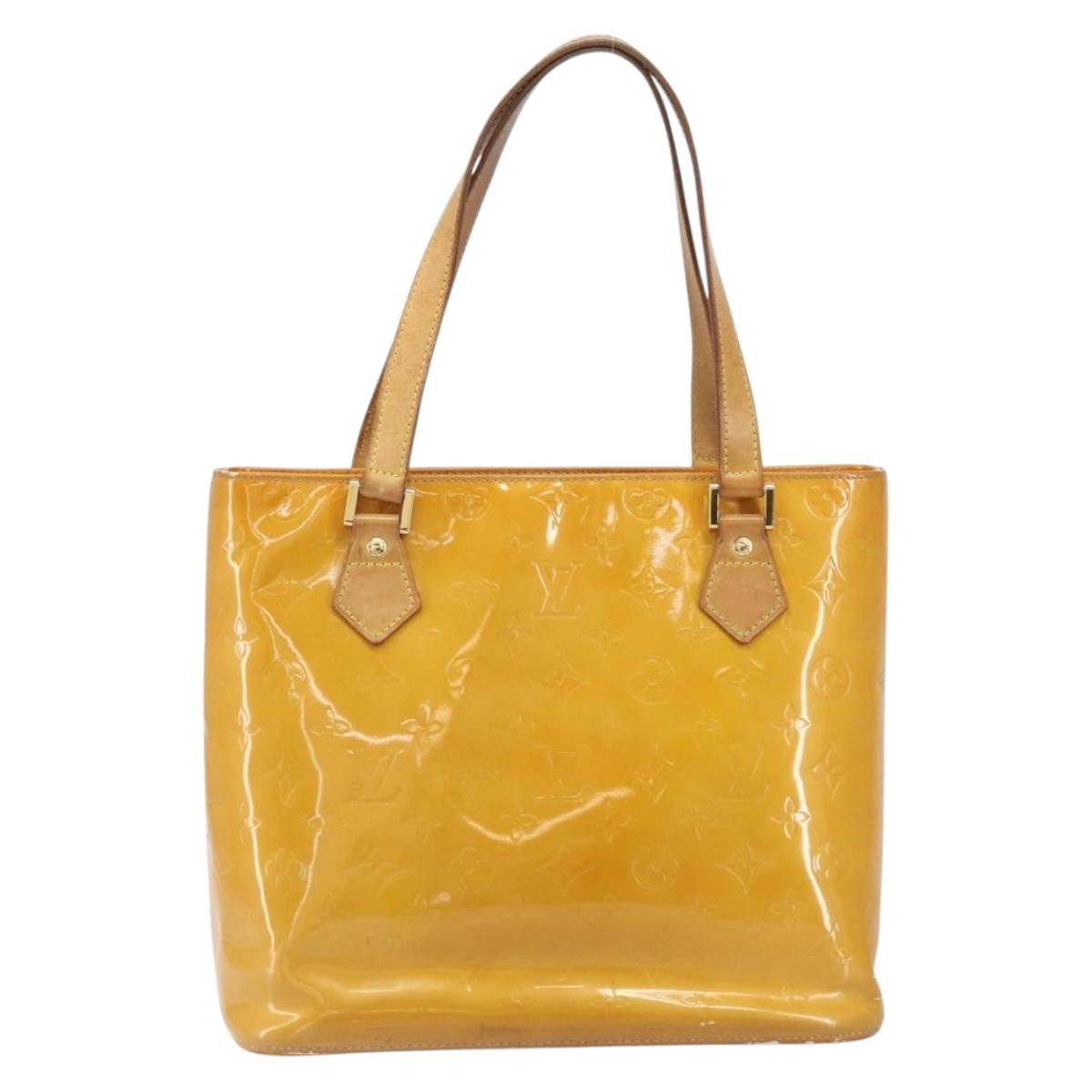 LOUIS VUITTON Monogram Vernis Houston Hand Bag Beige M91004 LV Auth 171561