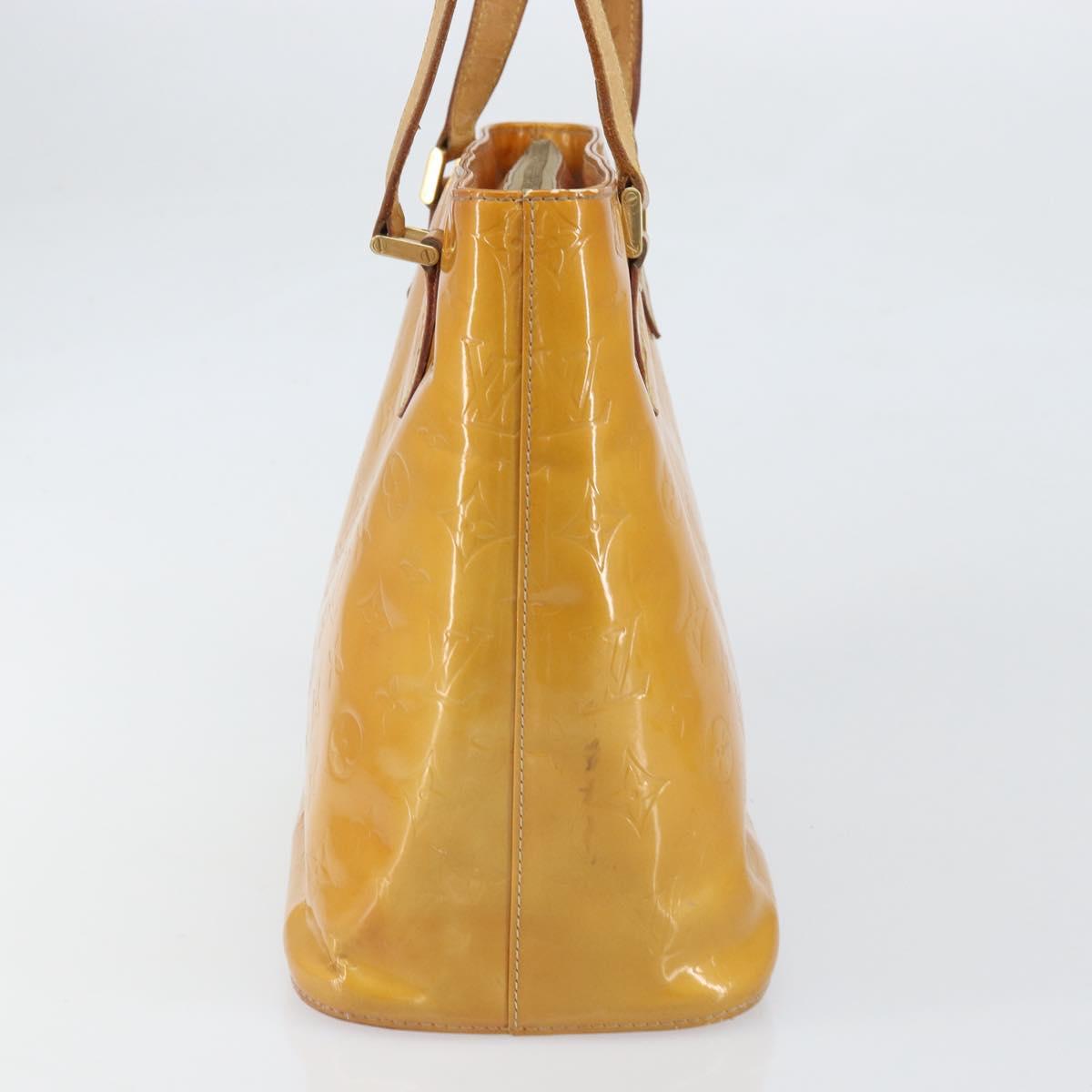 LOUIS VUITTON Monogram Vernis Houston Hand Bag Beige M91004 LV Auth 171561