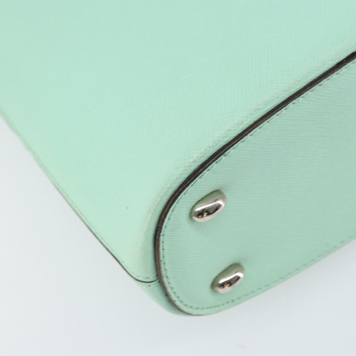 CELINE Circle Hand Bag Leather Green Silver Auth 171568