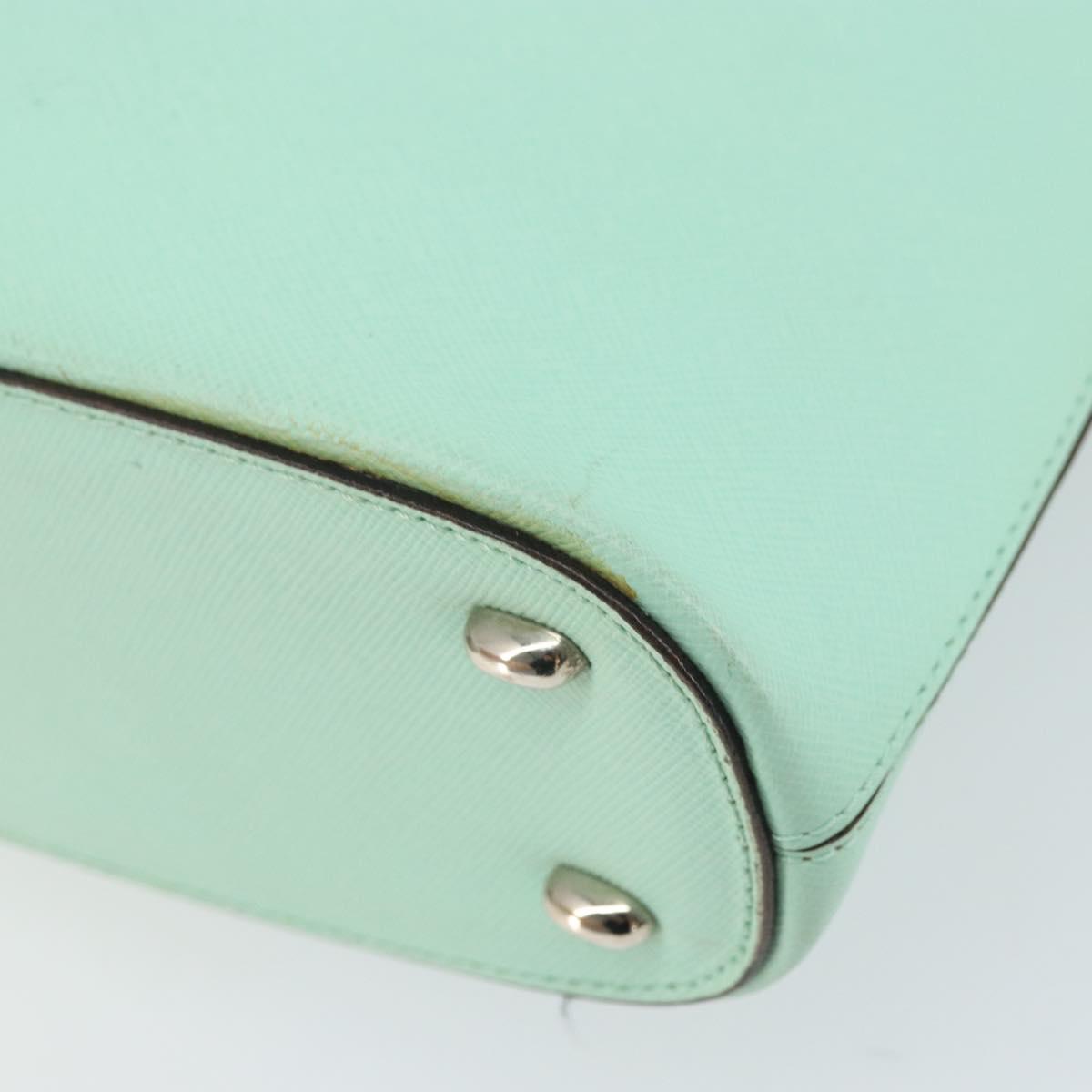 CELINE Circle Hand Bag Leather Green Silver Auth 171568
