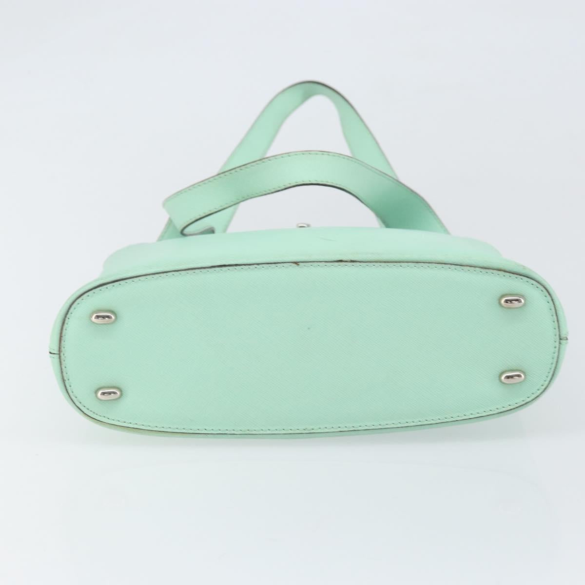 CELINE Circle Hand Bag Leather Green Silver Auth 171568