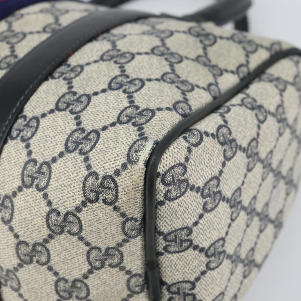 GUCCI GG Supreme Sherry Line Boston Bag PVC Navy Gold 010 47 301 Auth 171571